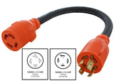 AC WORKS® [L1420L1430-018] 1.5ft 20A 4-Prong 125/250V L14-20P Plug to L14-30R 30A 4-Prong 125/250V Connector