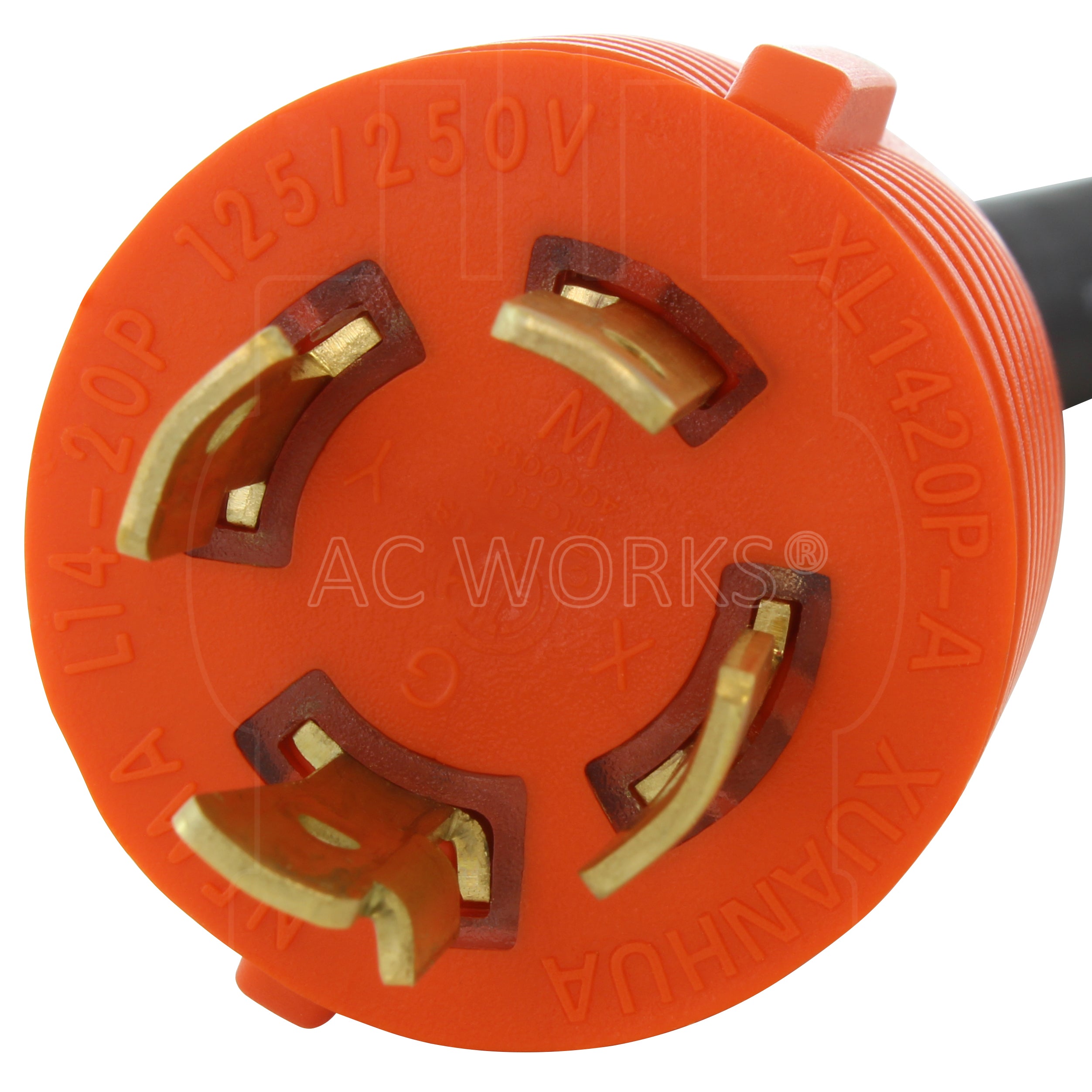 AC WORKS® [L1420L1430-018] 1.5ft 20A 4-Prong 125/250V L14-20P Plug to L14-30R 30A 4-Prong 125/250V Connector