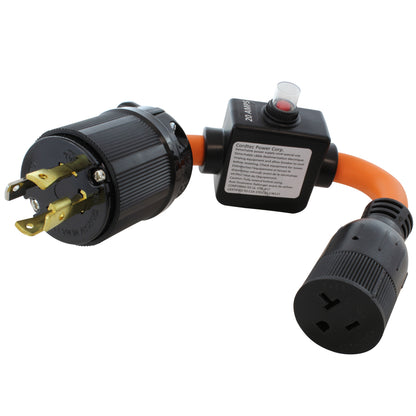 NEMA L14-30P to NEMA 5-15/20R with Inline 20 Amp Breaker