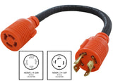 AC WORKS® [L1430L1420-018] 1.5ft 30A 4-Prong 125/250V L14-30P Plug to L14-20R 20A 4-Prong 125/250V Connector