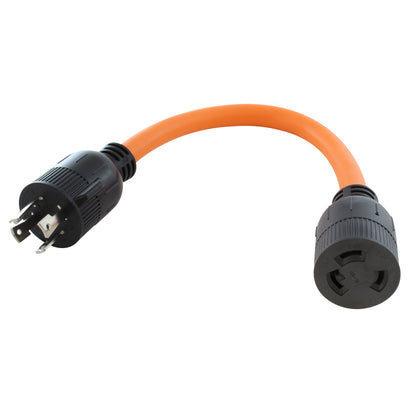 AC WORKS® [L1430L630-018] 1.5FT L14-30P 4-Prong 30A Plug to L6-30R 30A 250V 3-Prong Locking