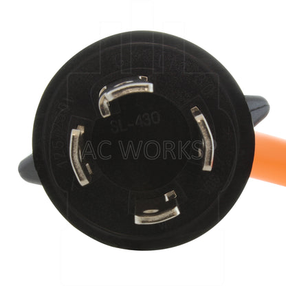 AC WORKS® [L1430L630-018] 1.5FT L14-30P 4-Prong 30A Plug to L6-30R 30A 250V 3-Prong Locking