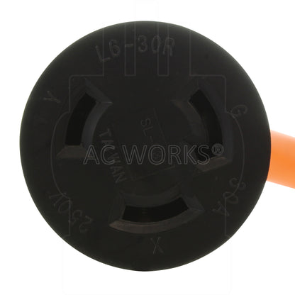AC WORKS® [L1430L630-018] 1.5FT L14-30P 4-Prong 30A Plug to L6-30R 30A 250V 3-Prong Locking