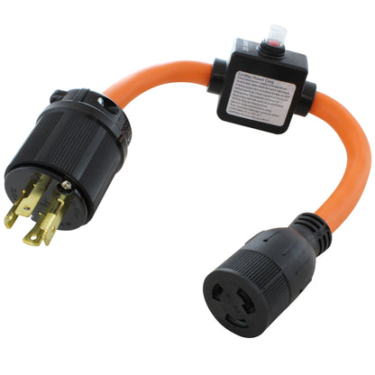 NEMA L15-30P to NEMA L6-20R with Inline 20 Amp Breaker
