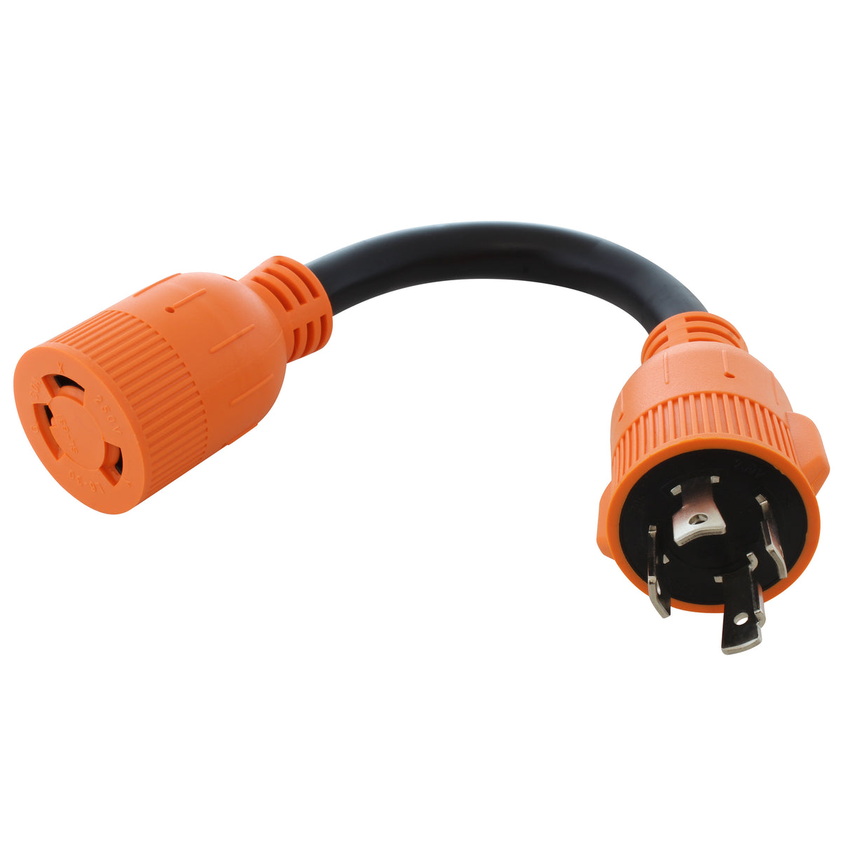 AC WORKS® [L1530L630-012] 3-Phase 30A 250V L15-30P 4-Prong Plug to L6-30R Locking 250V Connector