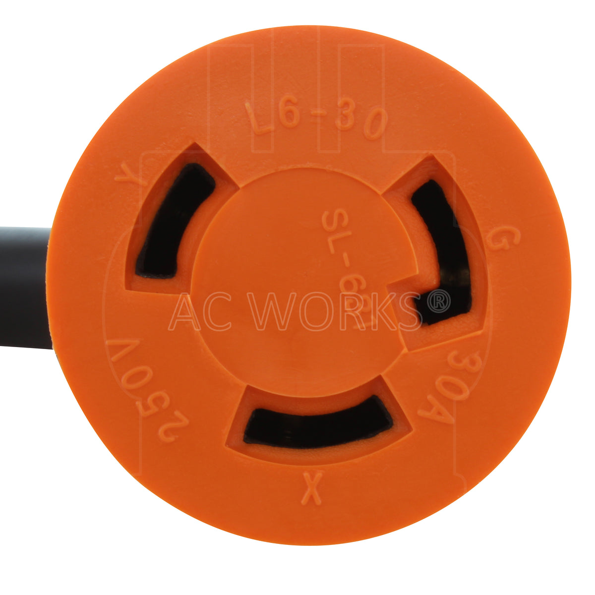 AC WORKS® [L1530L630-012] 3-Phase 30A 250V L15-30P 4-Prong Plug to L6-30R Locking 250V Connector