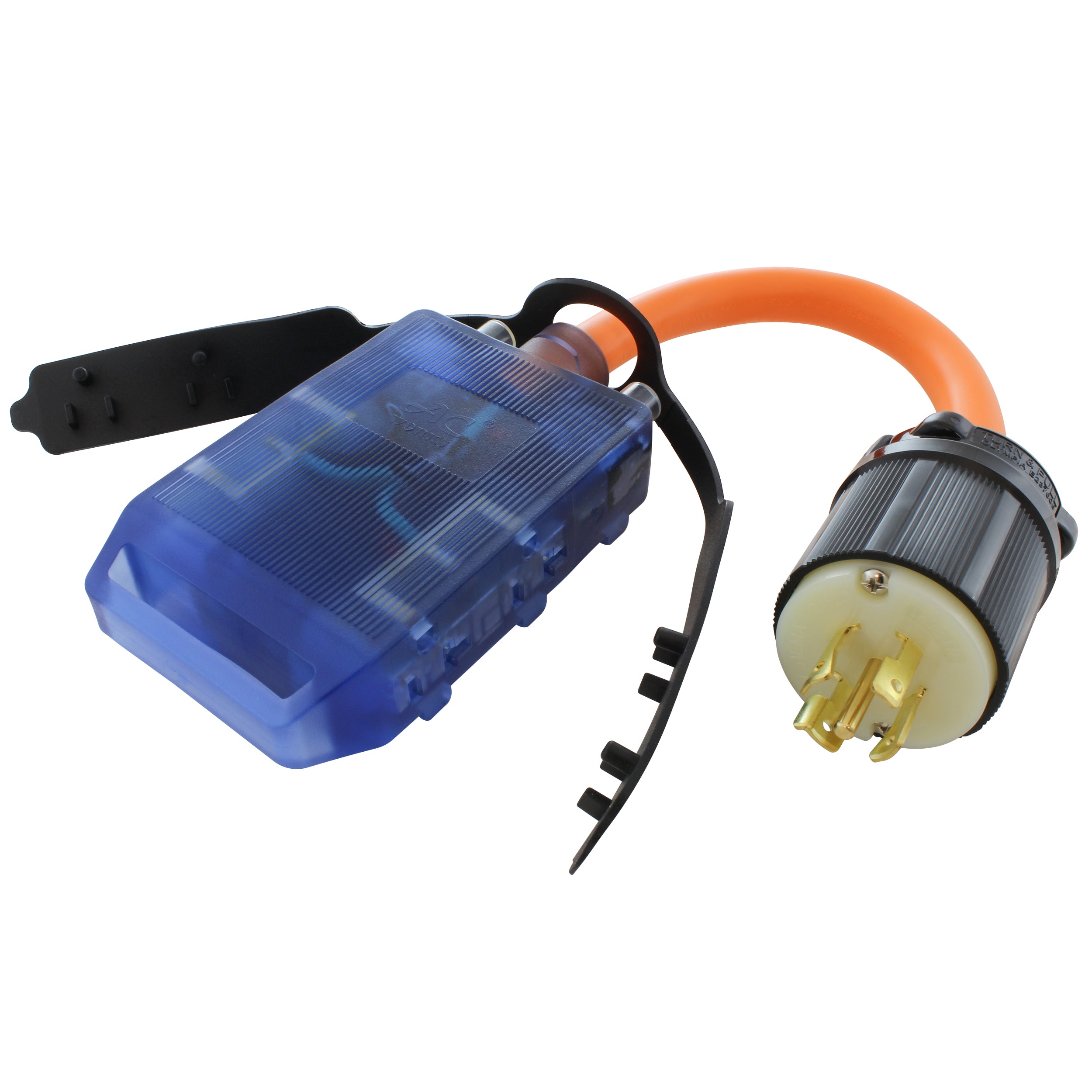 AC WORKS® [L2120CBF520] 1.5FT L21-20P 20A 5-Prong Locking Plug to (4) household Outlets with 20A Breakers