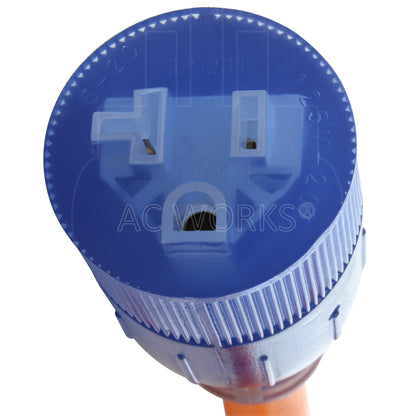 AC WORKS® [L520520-012] 1FT 20A 3-Prong L5-20P Plug to 15/20A Household T-Blade Lighted Connector