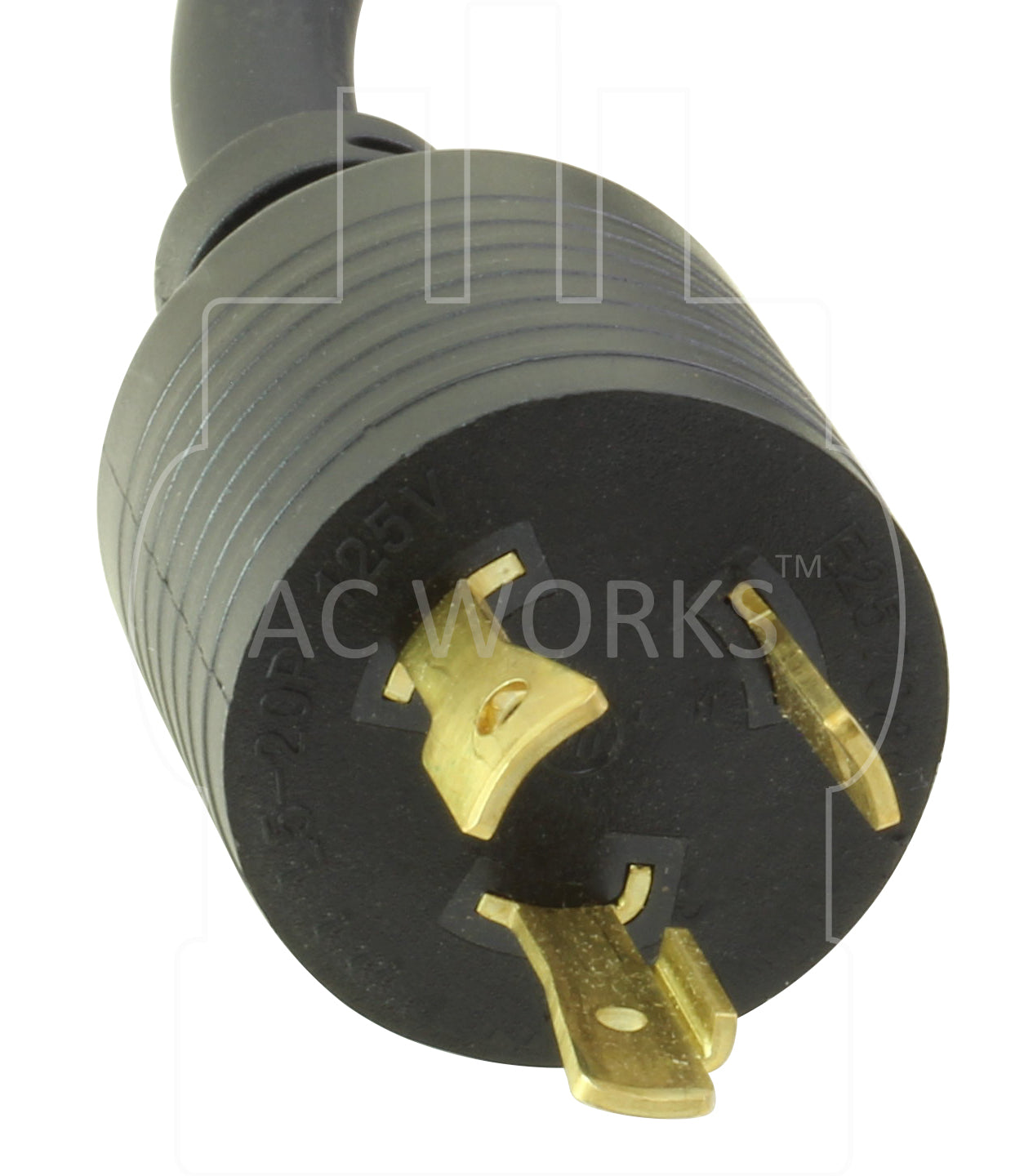 AC WORKS® [L520520-096] 8FT 20A 3-Prong L5-20P Plug to 15/20A 5-15/20R T-Blade Lighted Connector