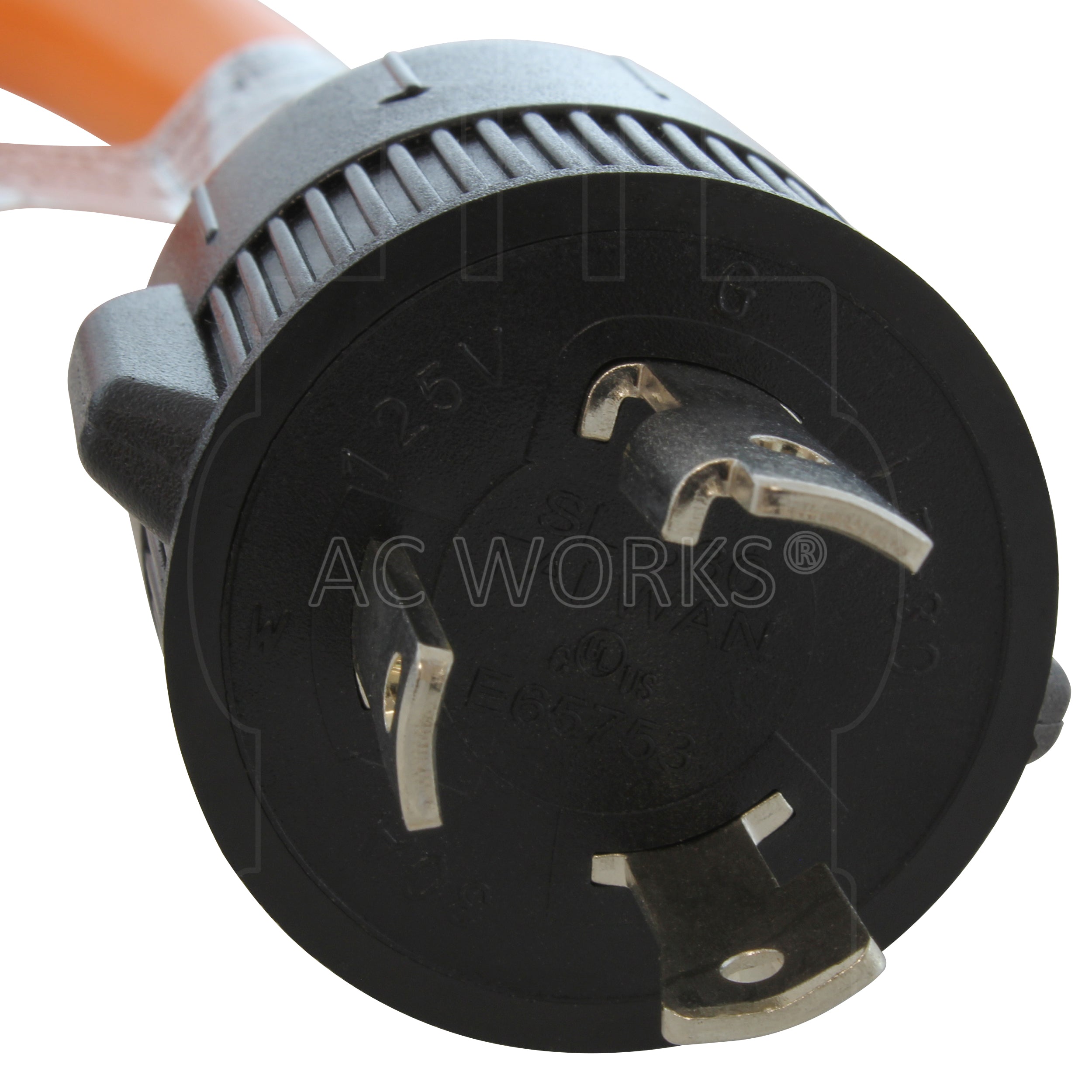 AC WORKS® [L530CBF520] 1.5FT L5-30P 30A 3-Prong Locking Plug to (4) Home Outlets with 20A Breaker