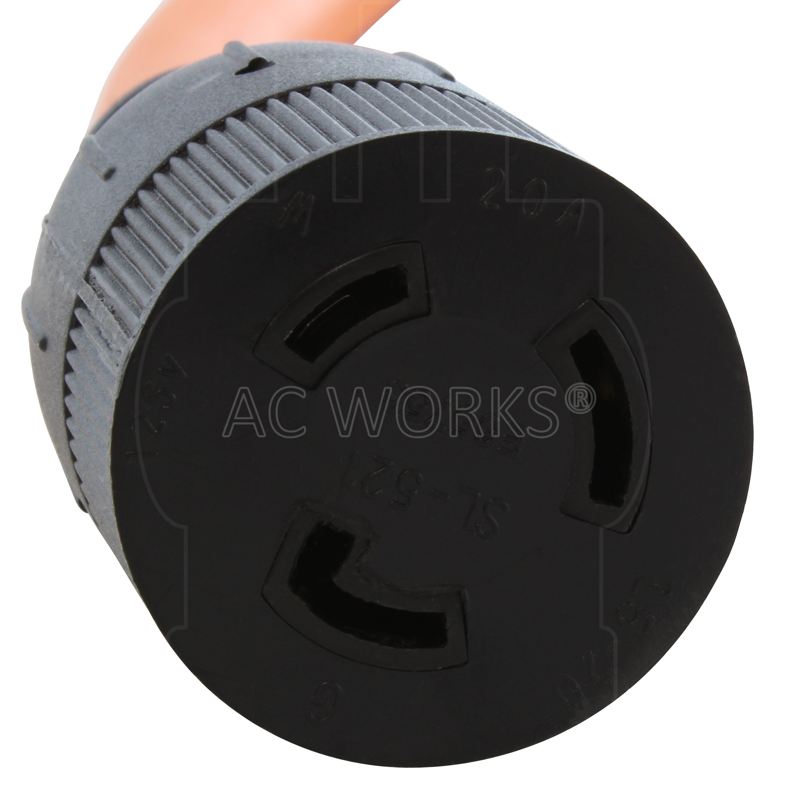 AC WORKS® [L530ICBL520] 1.5FT 30A 3-Prong L5-30P Locking Plug to L5-20R Connector with 20A Inline Breaker