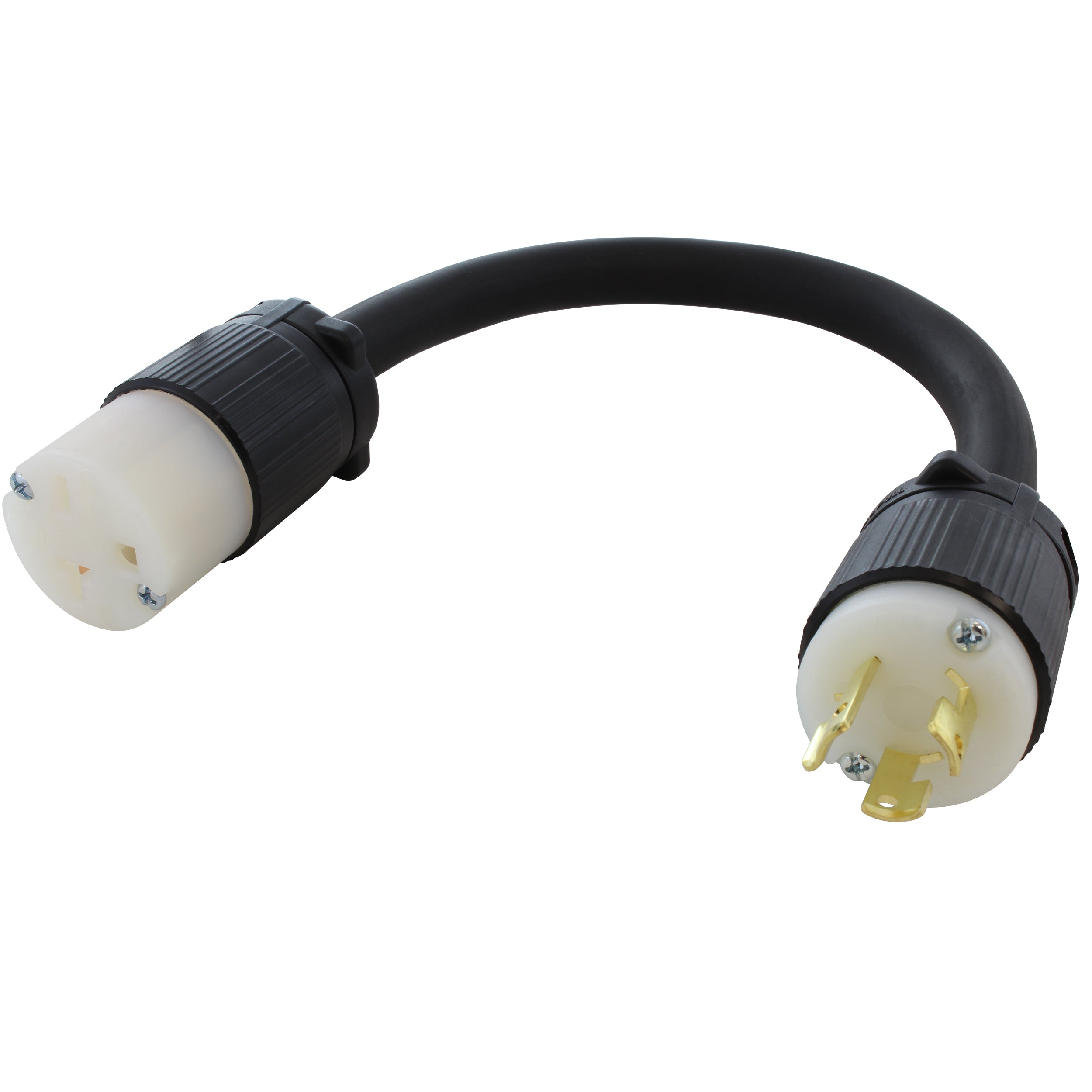 AC WORKS® [L615620-012] 1FT SOOW 12/3 3-Prong L6-15 Male Plug to 6-15/20R 15/20A 250V Connector