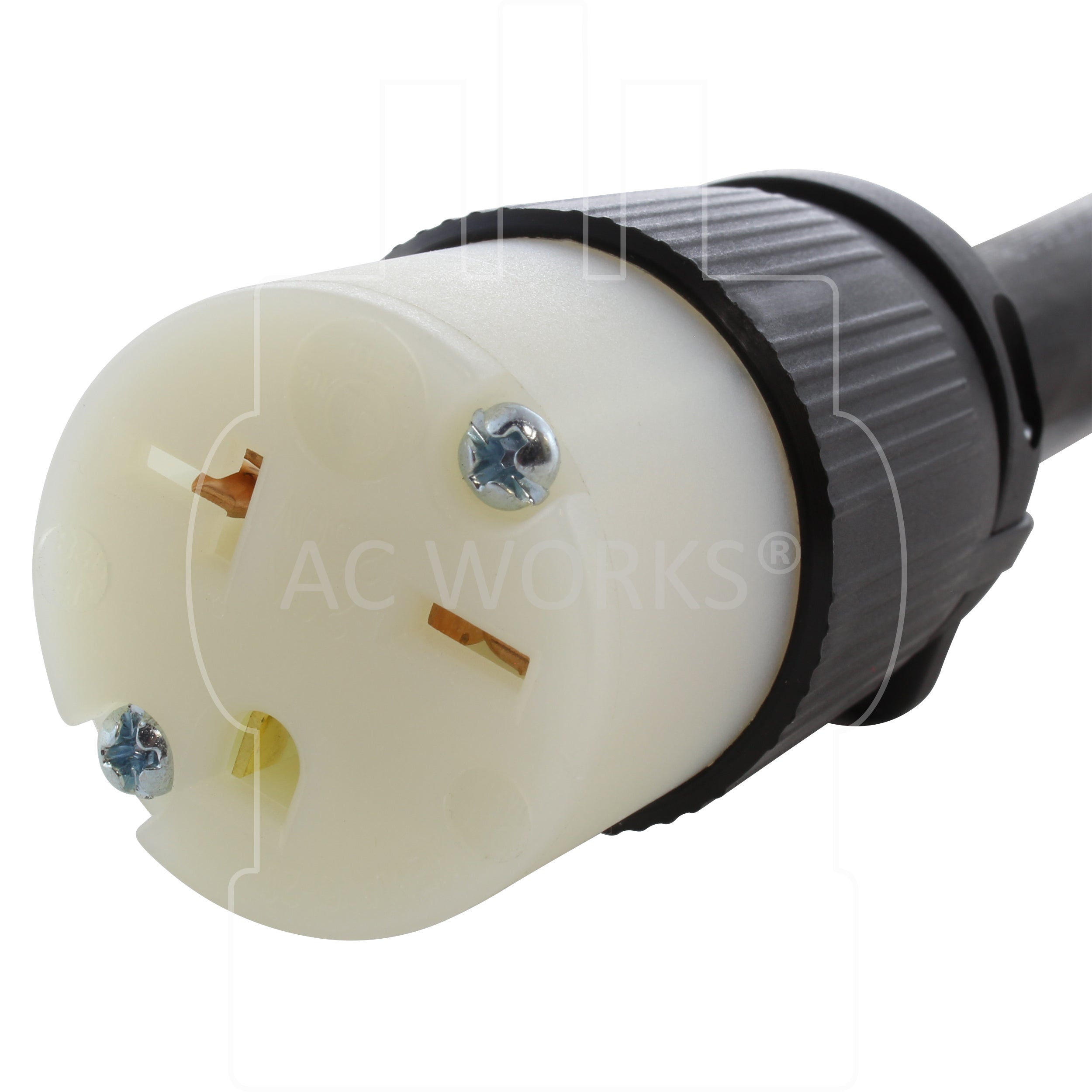 AC WORKS® [L615620-012] 1FT SOOW 12/3 3-Prong L6-15 Male Plug to 6-15/20R 15/20A 250V Connector