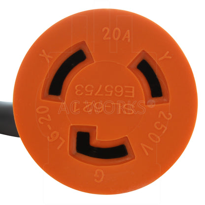 AC WORKS® [L620PR-010G] 10ft STW 12/3 NEMA L6-20 20A 250V Extension Cord