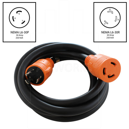 AC WORKS® [L630PR-G] STW 10/3 NEMA L6-30 30A 250V Extension Cord