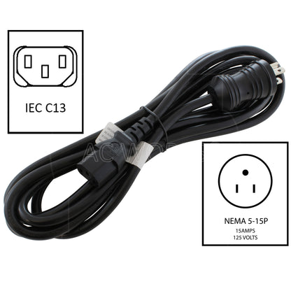 AC WORKS® [MD13AC13-144BK] 13A 16/3 Medical Grade Power Cord With IEC C13 Connector