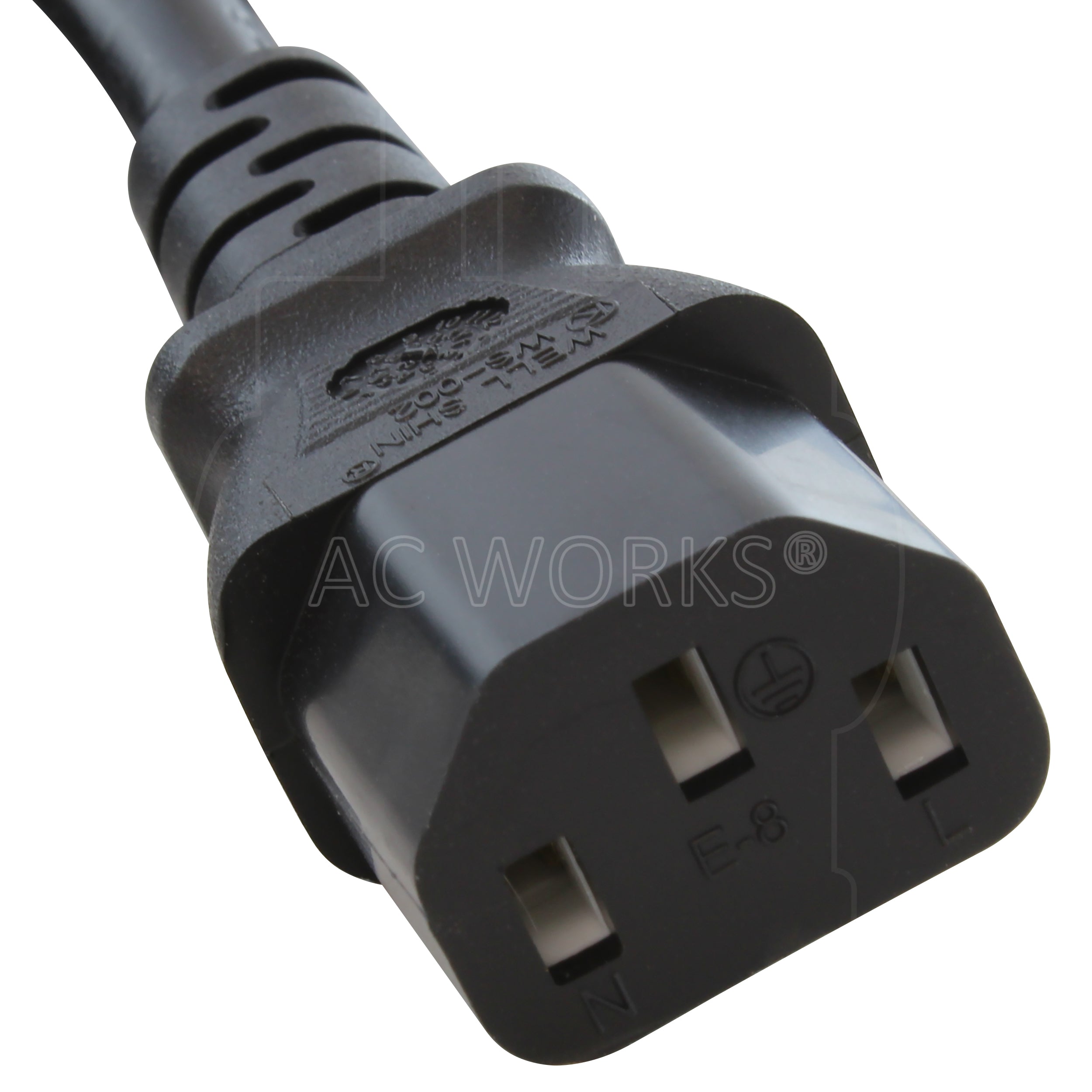 AC WORKS® [MD13AC13-144BK] 13A 16/3 Medical Grade Power Cord With IEC C13 Connector