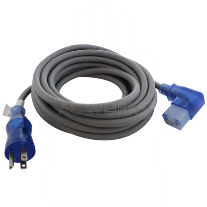 AC WORKS® [MD15ARC19-240SW] 20FT 14/3 15A Medical Grade Power Cord with Right Angle IEC C19