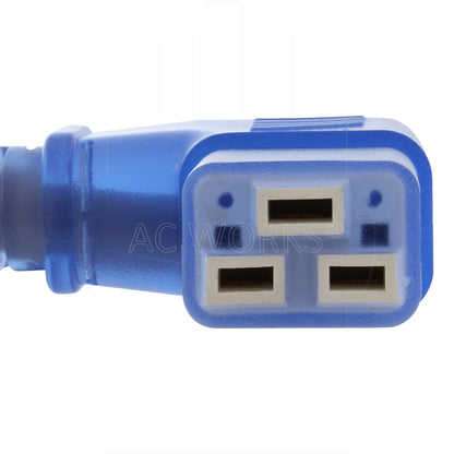 AC WORKS® [MD15ARC19-240SW] 20FT 14/3 15A Medical Grade Power Cord with Right Angle IEC C19