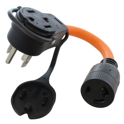 AC WORKS® [PB1430L630] 1FT 30 Amp 14-30 Piggy-Back Plug to L6-30 Connector Adapter Cord