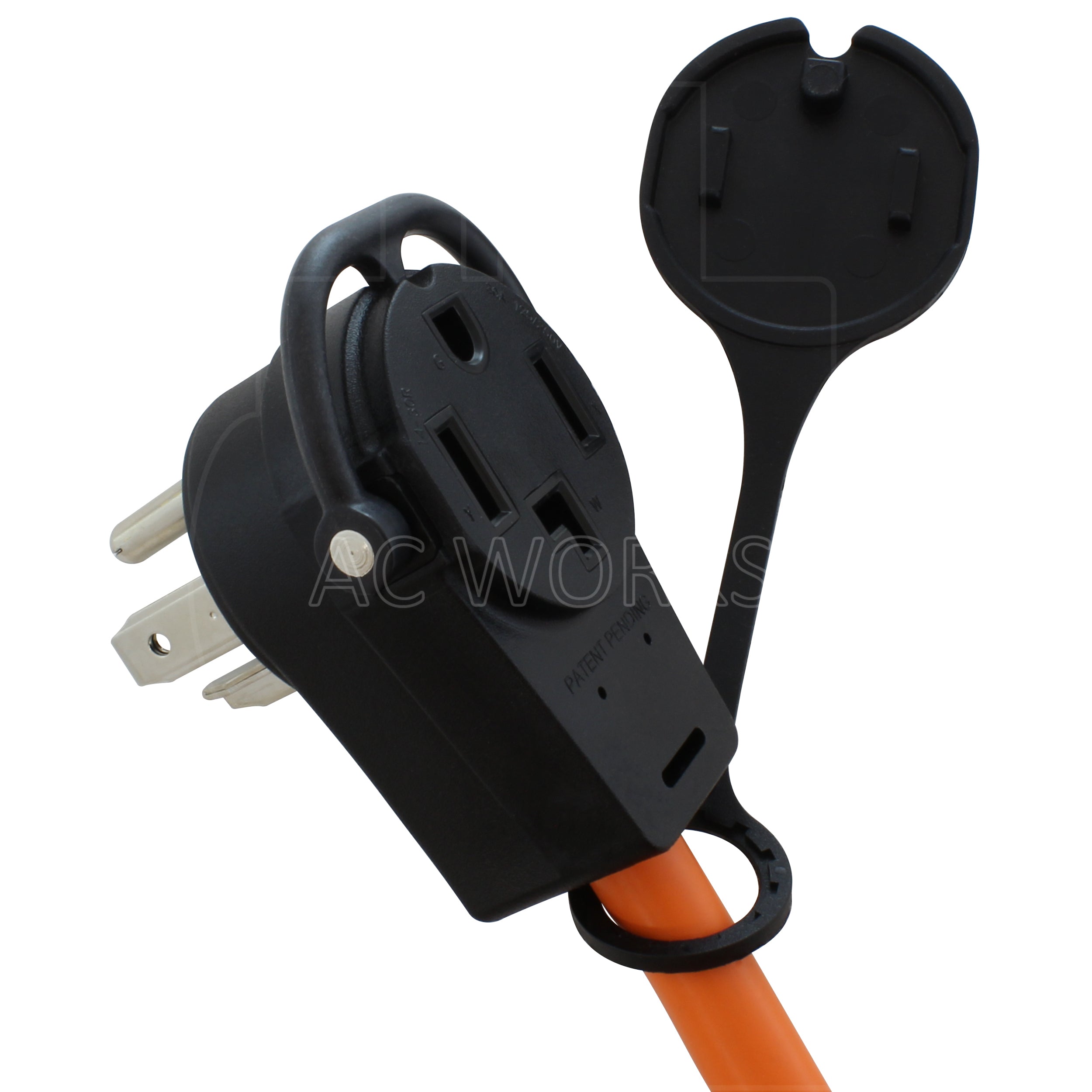 AC WORKS® [PB1430PDU-018] NEMA 14-30 Piggy-Back Plug to PDU OUTLET BOX (GFCI & Breakers)