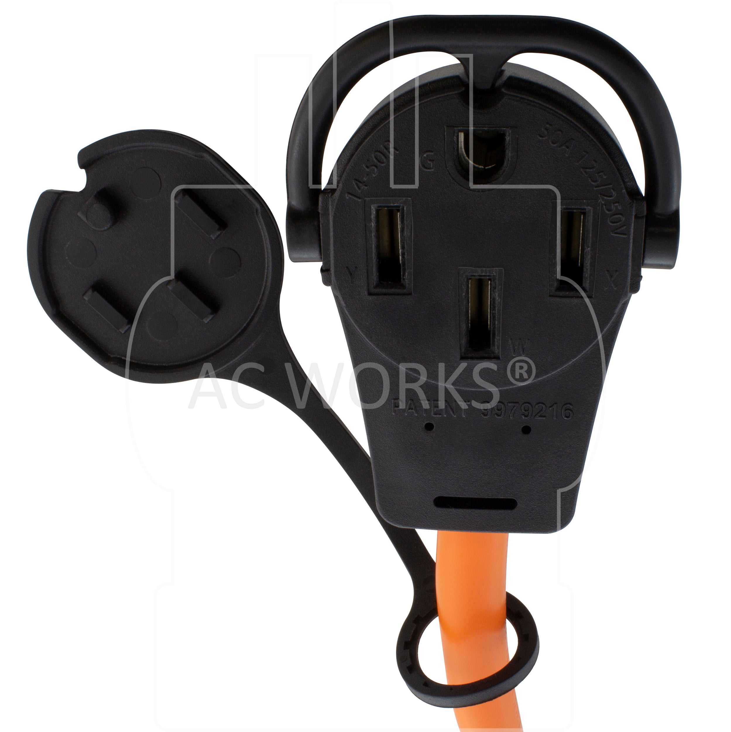 NEMA 14-50P, 50 Amp, 125/250 Volt, PiggyBack outlet