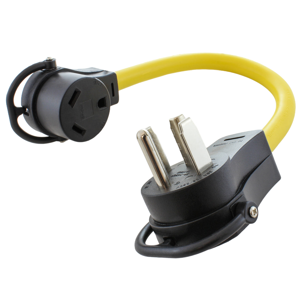 AC WORKS® [RV1430TT-018] 1.5FT 14-30P 30A 4-Prong Dryer Plug to 30A RV Adapter