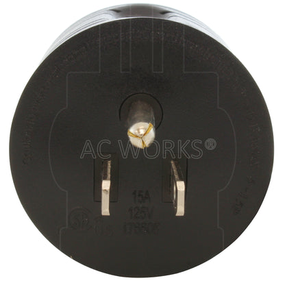 AC WORKS® [RV515TT-BK] 15A Home Plug to RV TT-30 30A 125V RV Female Connector with cCSAus Approval