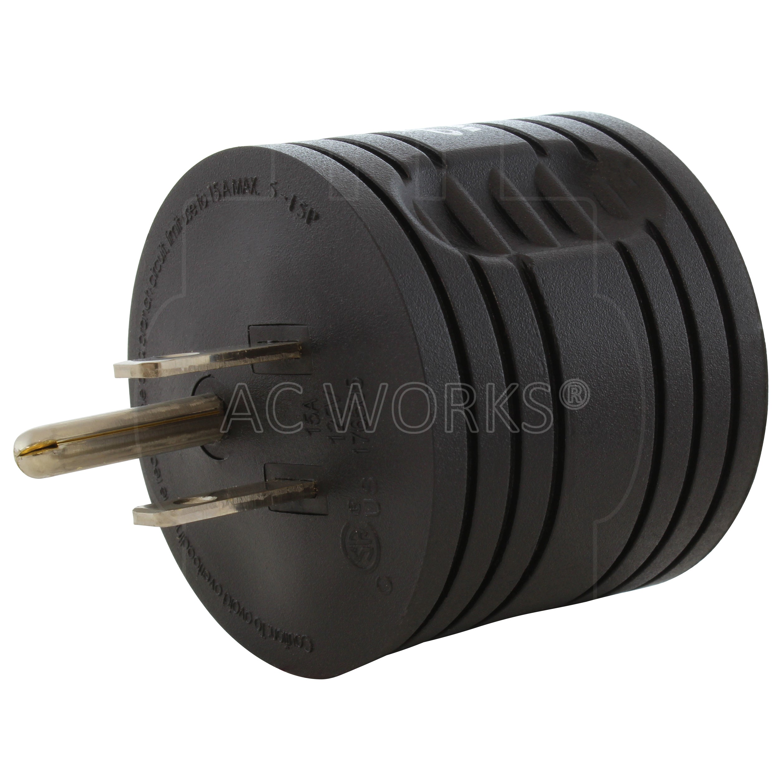 AC WORKS® [RV515TT-BK] 15A Home Plug to RV TT-30 30A 125V RV Female Connector with cCSAus Approval