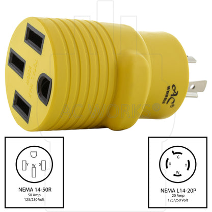 ev charging adaptor with locking male plug and rv female plug with nema