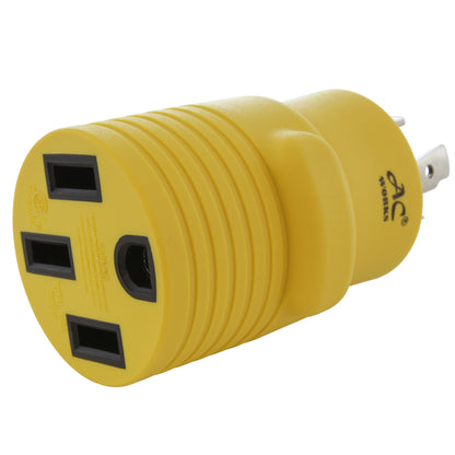 AC WORKS® [RVL14301450] Adapter NEMA L14-30P 30A 4-Prong Plug to NEMA 14-50R 50A 125/250V Connector with cCSAus Approval