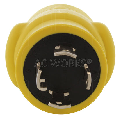 AC WORKS® [RVL14301450] Adapter NEMA L14-30P 30A 4-Prong Plug to NEMA 14-50R 50A 125/250V Connector with cCSAus Approval