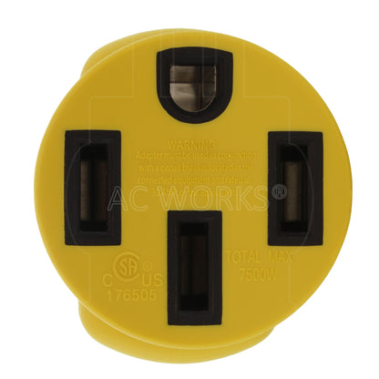 AC WORKS® [RVL14301450] Adapter NEMA L14-30P 30A 4-Prong Plug to NEMA 14-50R 50A 125/250V Connector with cCSAus Approval