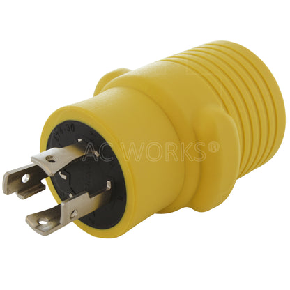 AC WORKS® [RVL14301450] Adapter NEMA L14-30P 30A 4-Prong Plug to NEMA 14-50R 50A 125/250V Connector with cCSAus Approval