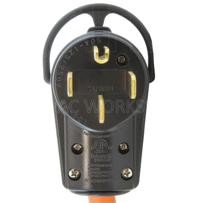 AC WORKS® [S1450CB620] 1FT 50A 14-50P RV/Generator/Range Plug to 6-15/20 Outlet with 20A Breaker