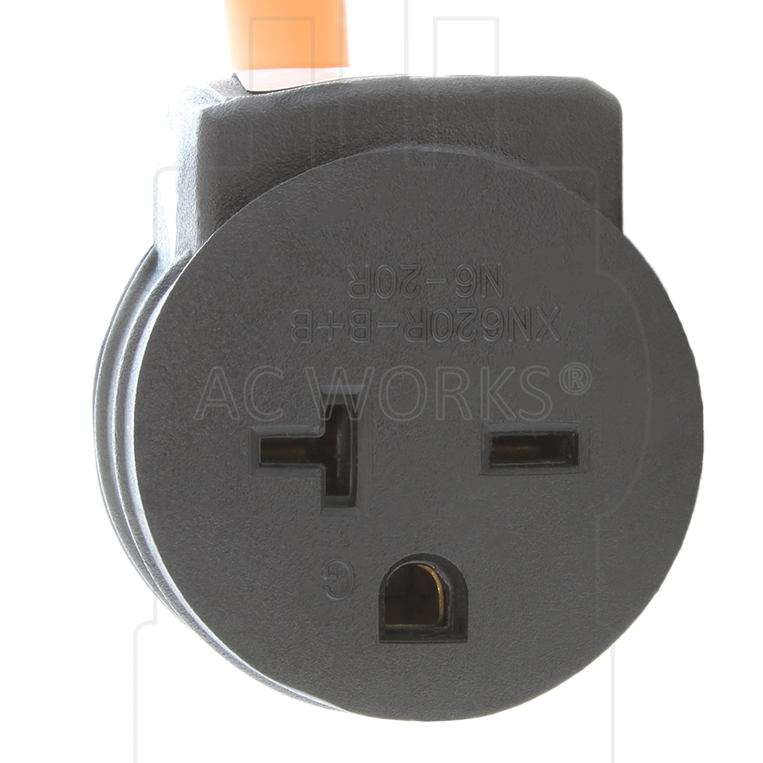 AC WORKS® [S1450CB620] 1FT 50A 14-50P RV/Generator/Range Plug to 6-15/20 Outlet with 20A Breaker