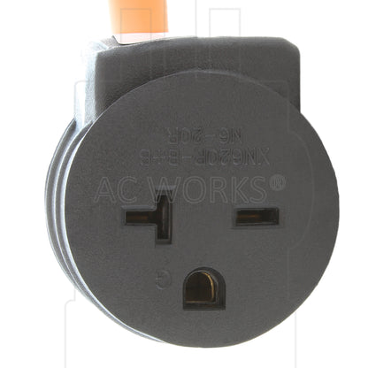 AC WORKS® [S1450CB620] 1FT 50A 14-50P RV/Generator/Range Plug to 6-15/20 Outlet with 20A Breaker