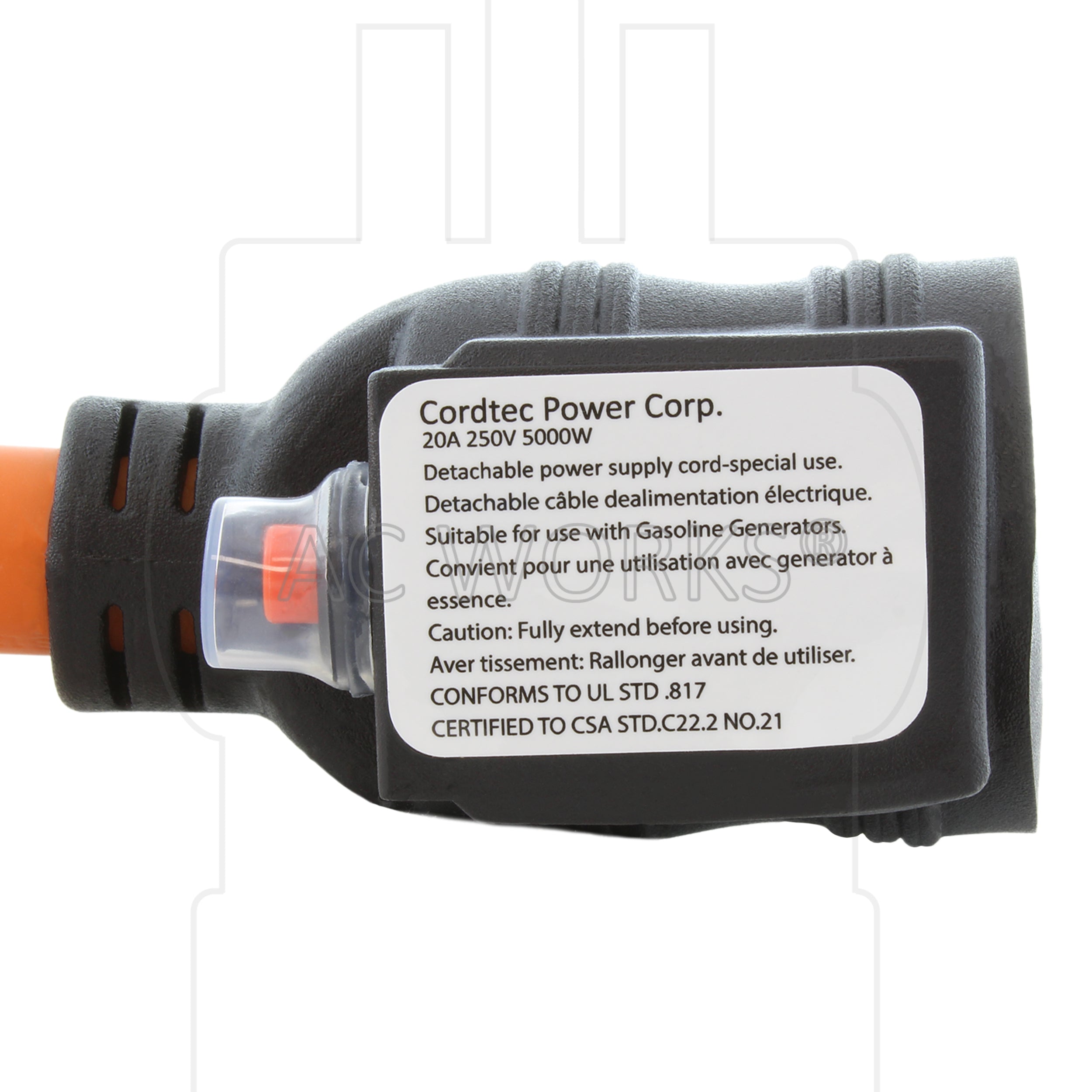 AC WORKS® [S1450CB620] 1FT 50A 14-50P RV/Generator/Range Plug to 6-15/20 Outlet with 20A Breaker