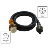AC WORKS® [S1450M50] RV 50A Detachable Power Supply Cord with Power Indicator