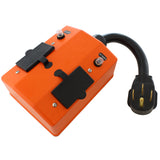 AC WORKS® [S1450PDU] NEMA 14-50 50A RV/ Generator Plug to PDU OUTLET BOX (GFCI & Breakers)
