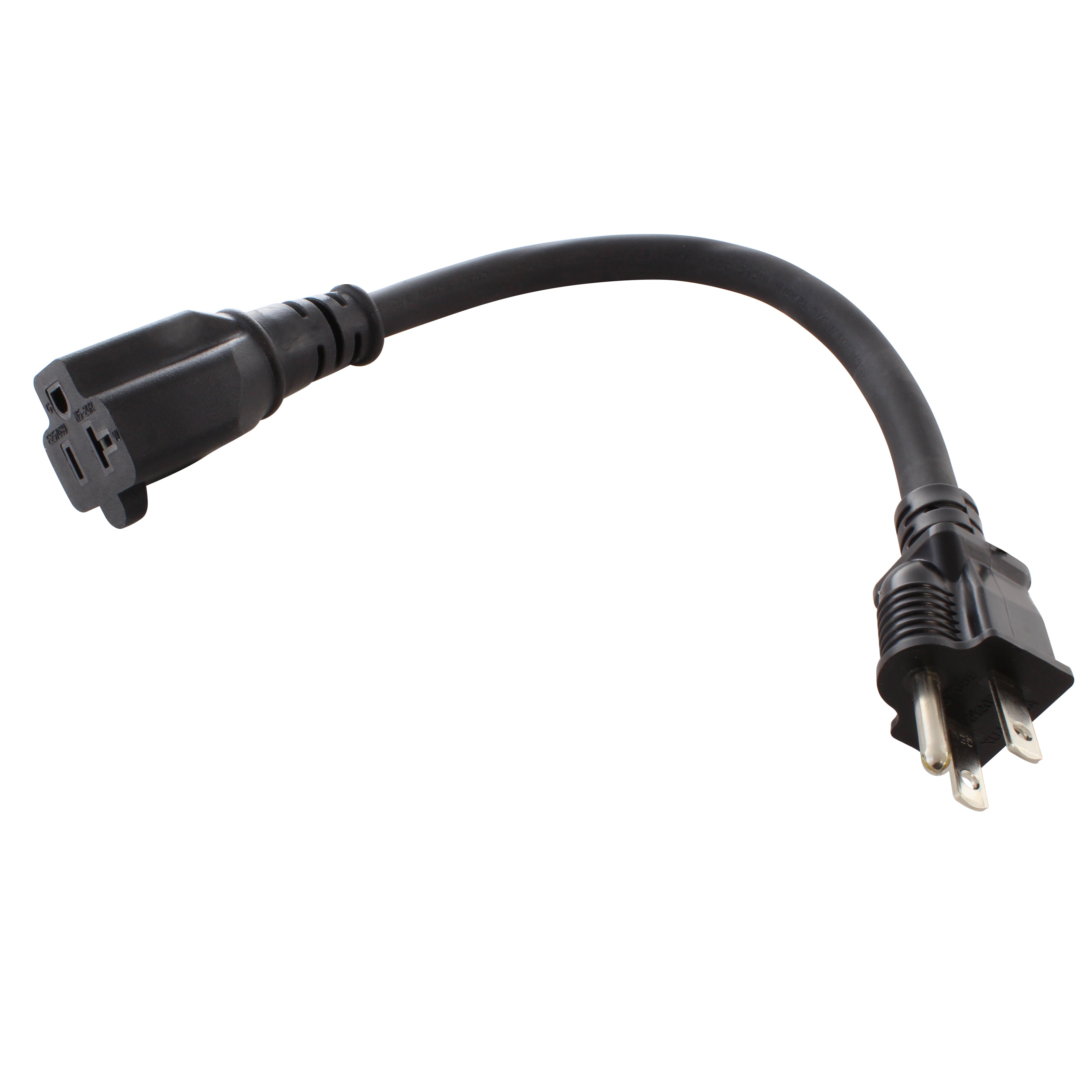 AC WORKS® [S515520-012]1Ft 15A to 20A Plug Adapter Cord NEMA 5-15P to 5-15/20R (20A T-Blade)