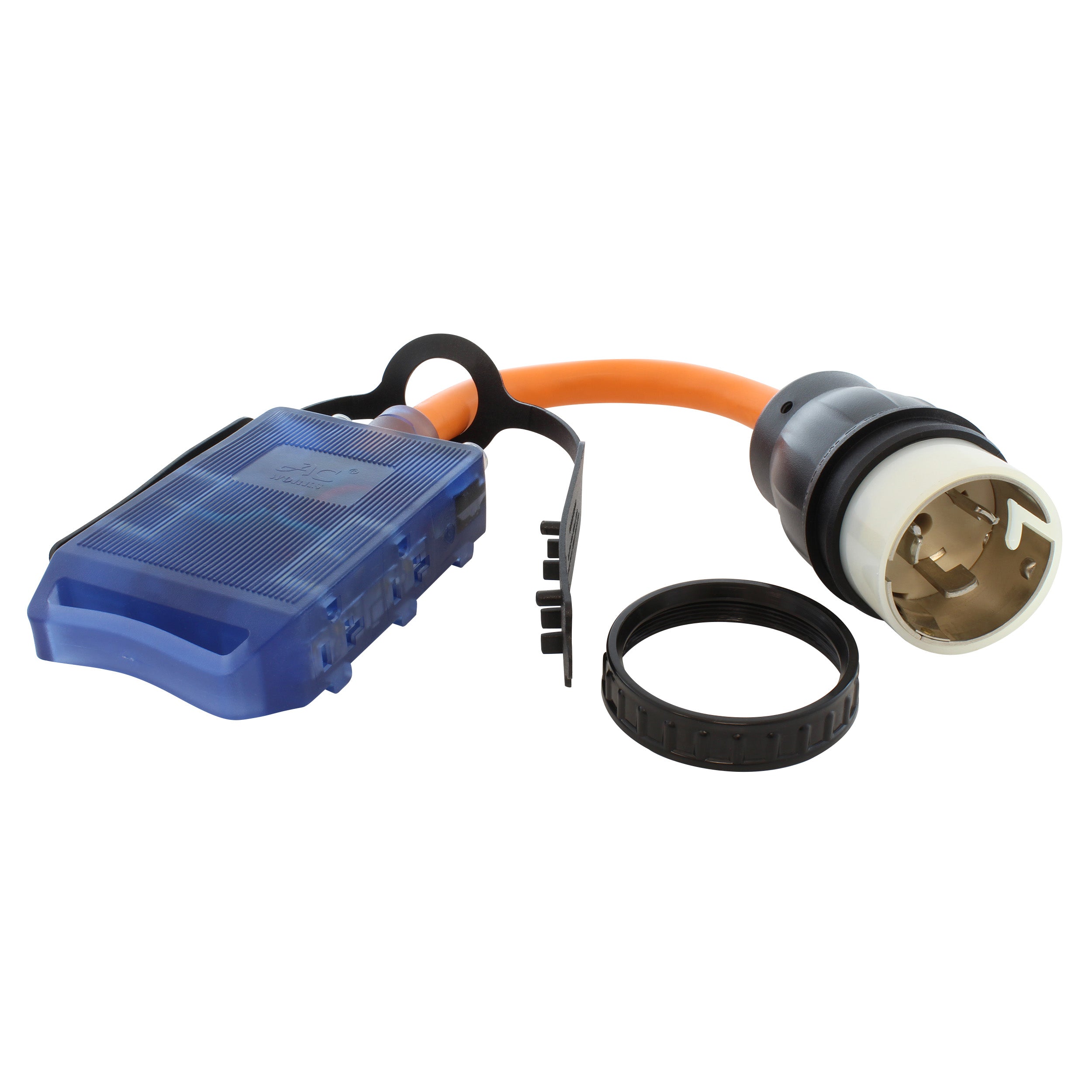 AC WORKS® [SS2CBF520] 1.5FT SS2-50P/ CS6365 Locking Plug to (4) Home Outlets with 20A Breaker