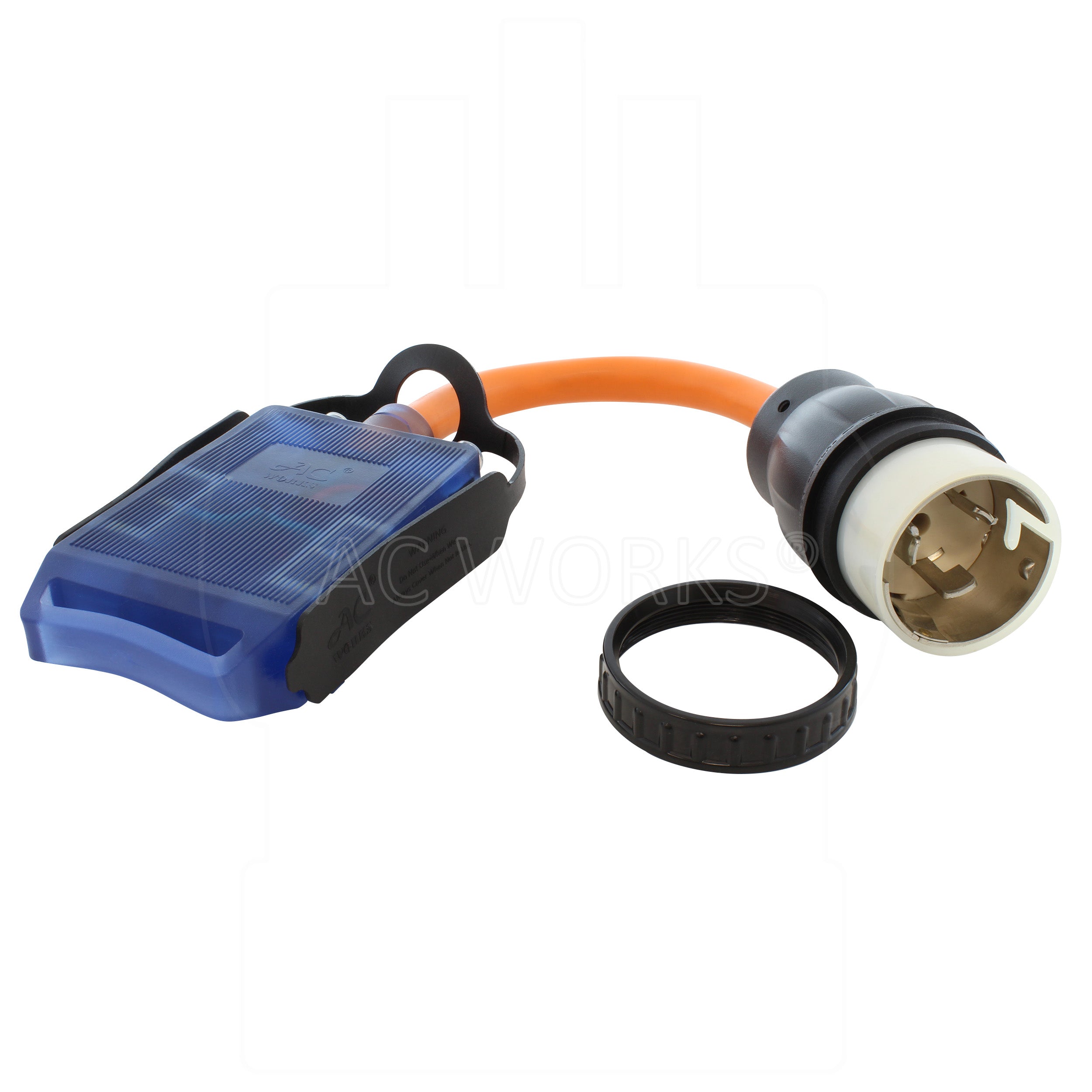AC WORKS® [SS2CBF520] 1.5FT SS2-50P/ CS6365 Locking Plug to (4) Home Outlets with 20A Breaker