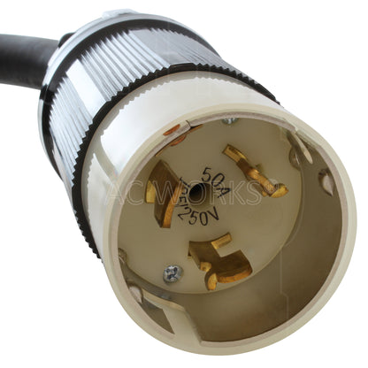 AC WORKS® [SS2L1430] 50A 125/250V SS2-50P/CS6365 Plug to L14-30 4-Prong Locking Adapter