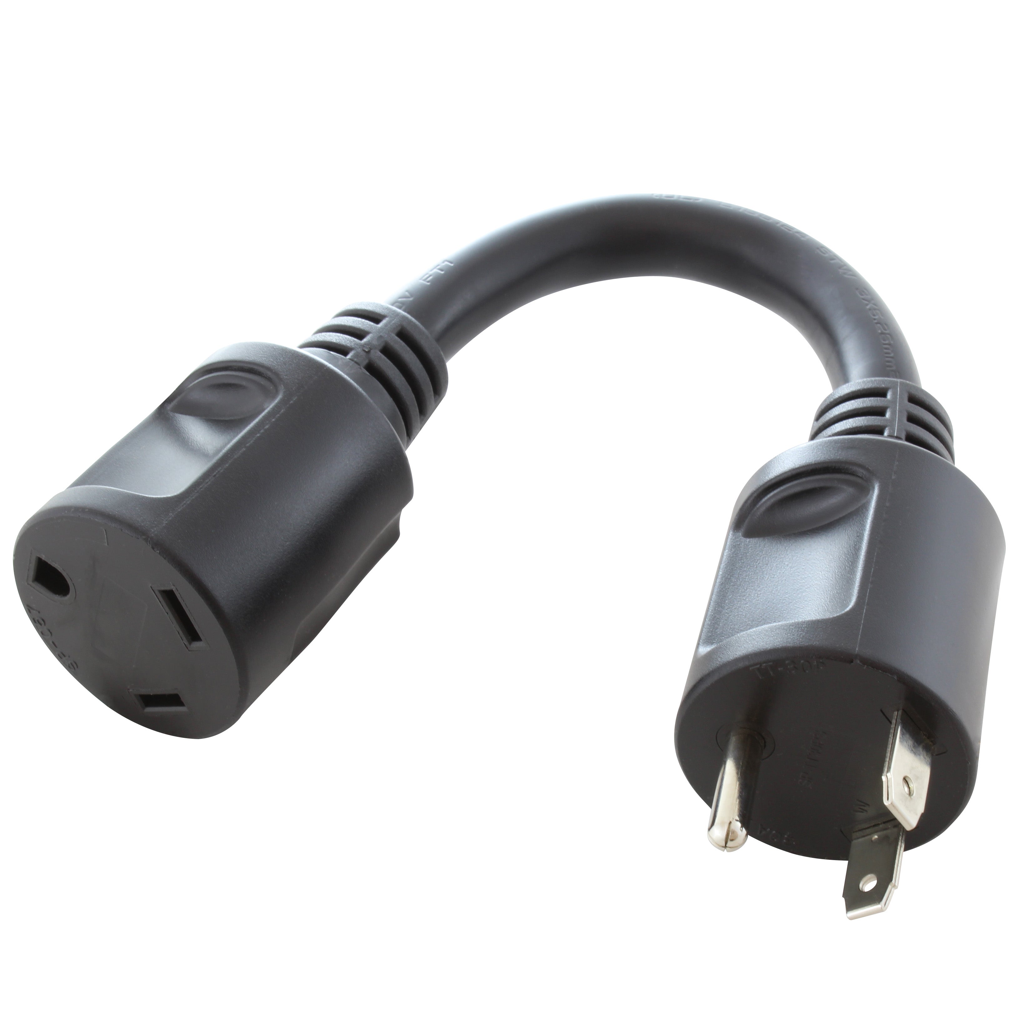 AC WORKS® [STT30PR-012] 1ft. 30A 125V NEMA TT-30 RV Outlet Extender