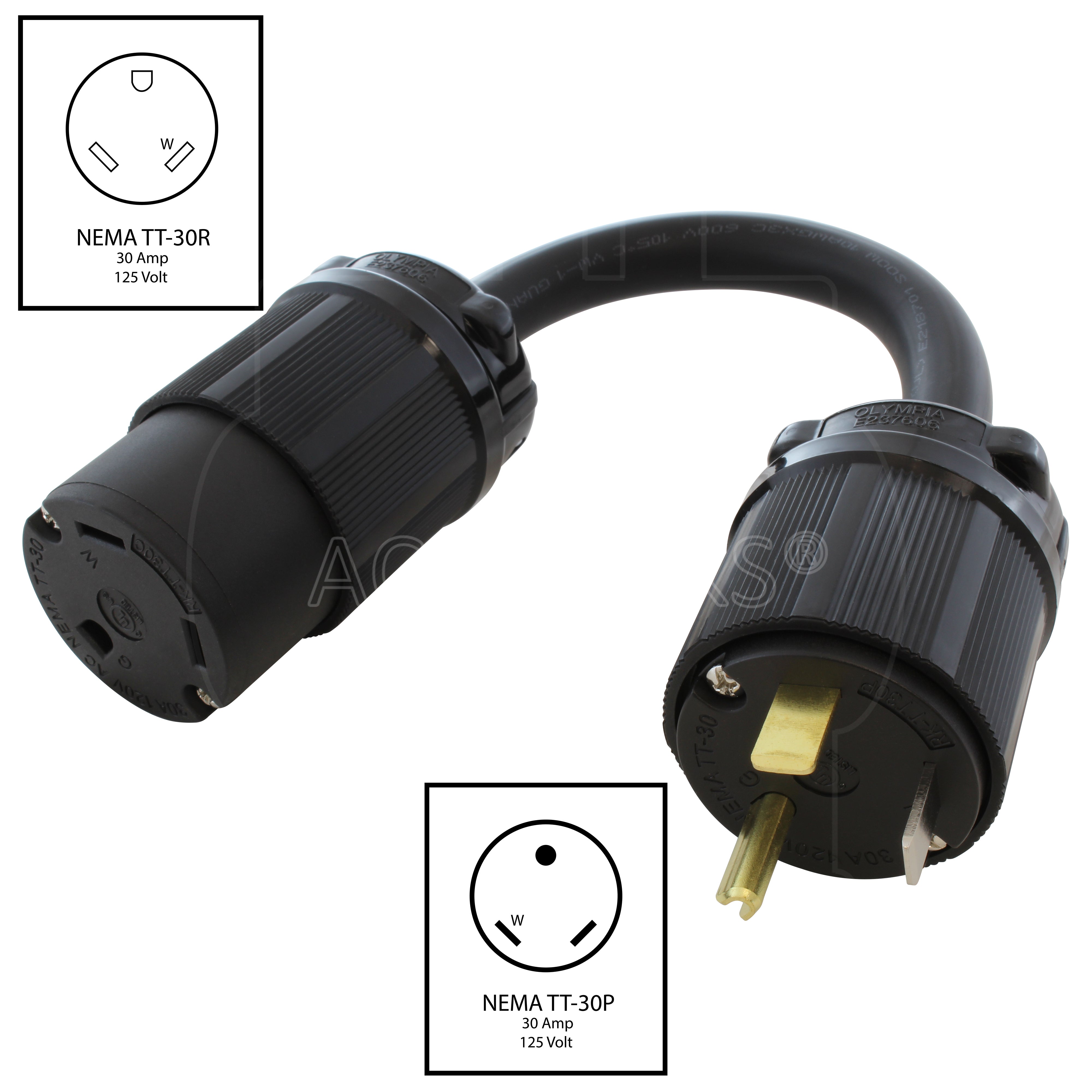 NEMA TT-30P to NEMA TT-30R RV outlet extender