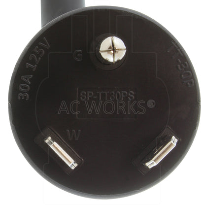 AC WORKS® [STT30PR-012] 1ft. 30A 125V NEMA TT-30 RV Outlet Extender
