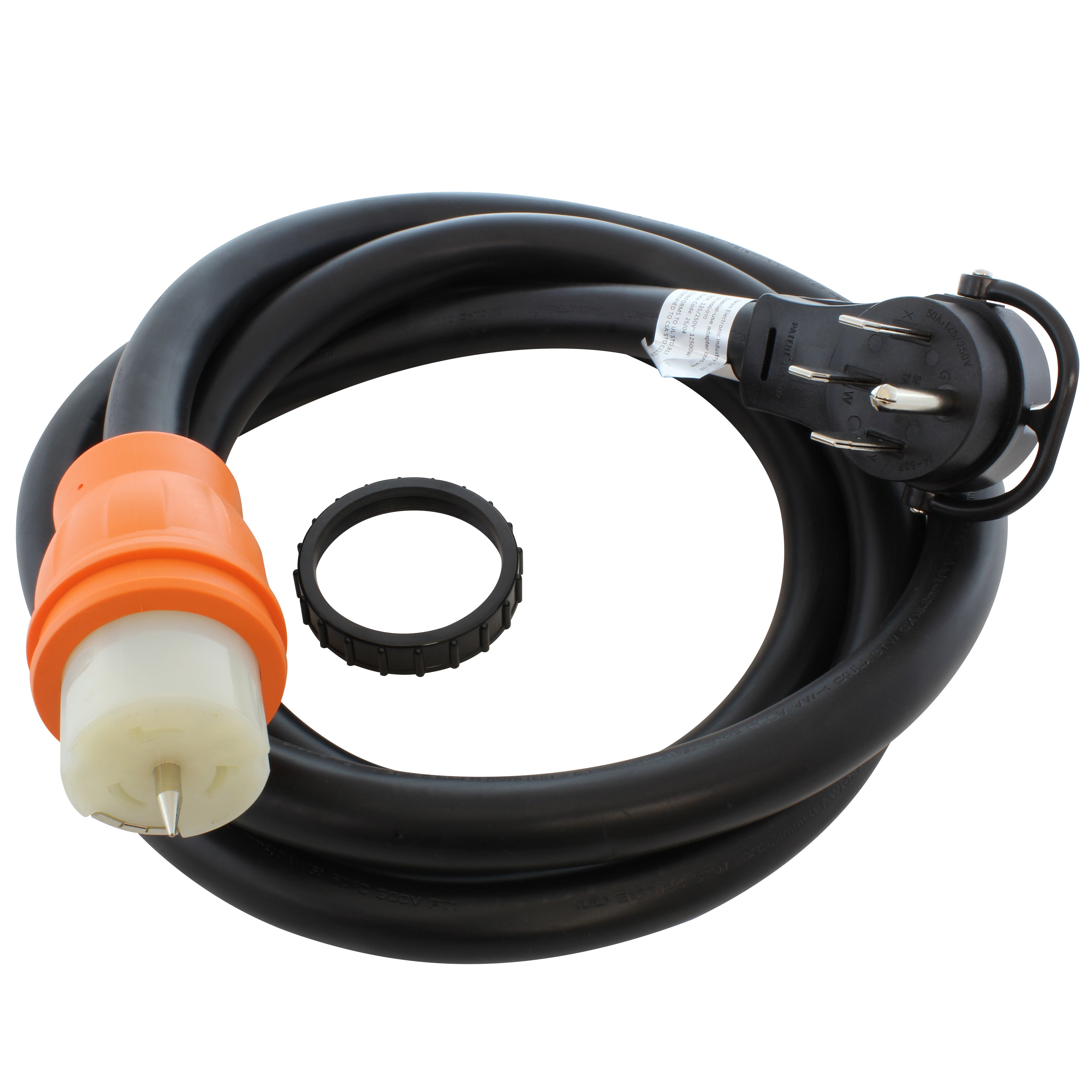 AC WORKS® [TE1450] 50A Generator Transfer Switch Power Cord With Power Indicator