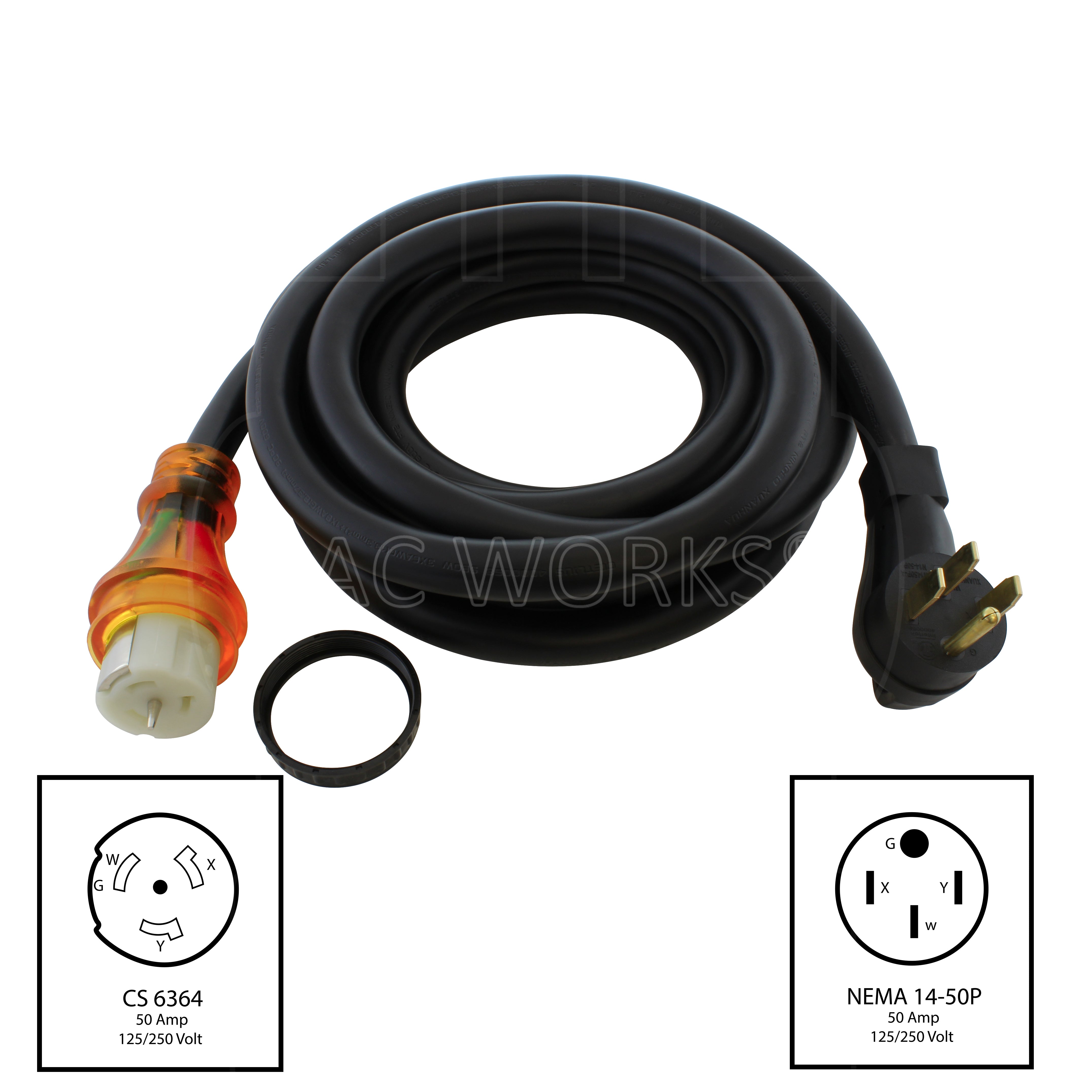 NEMA 14-50P to CS6364 4-prong 50A cord