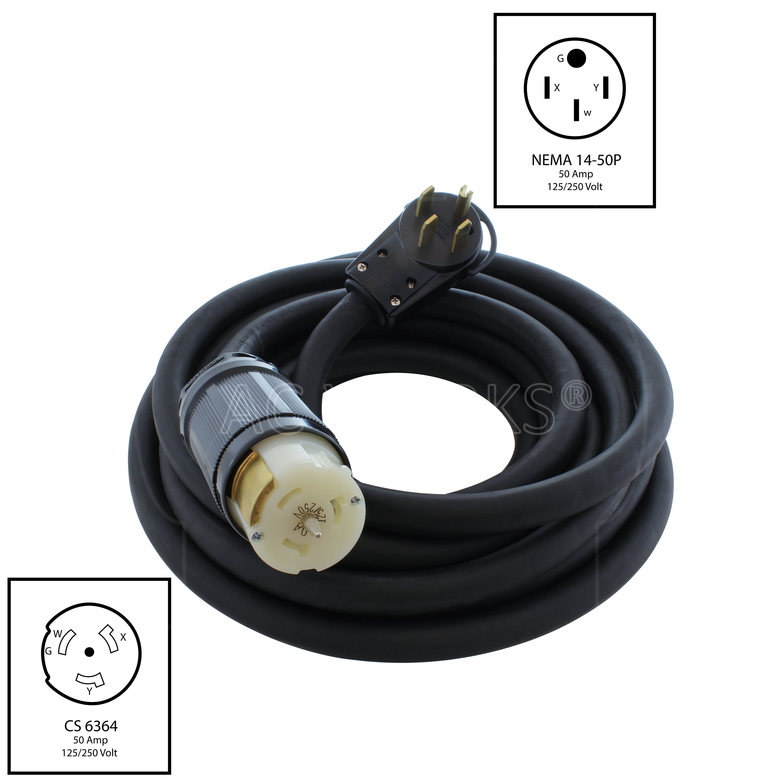 NEMA 14-50P to CS6364 50A cord